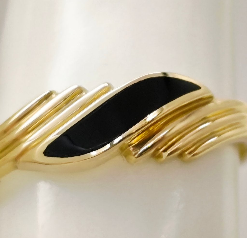 18k Geel Gouden ring met Onyx, Geel, Nieuw, Ophalen of Verzenden, Kleiner dan 17