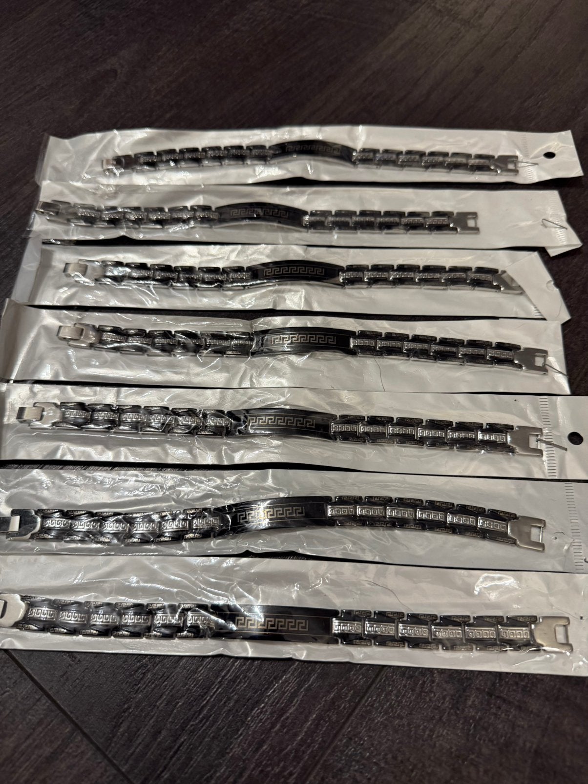 Partij 7 stuks stoere stalen armbanden A3/17, Verzenden, Nieuw, Zilver, Staal