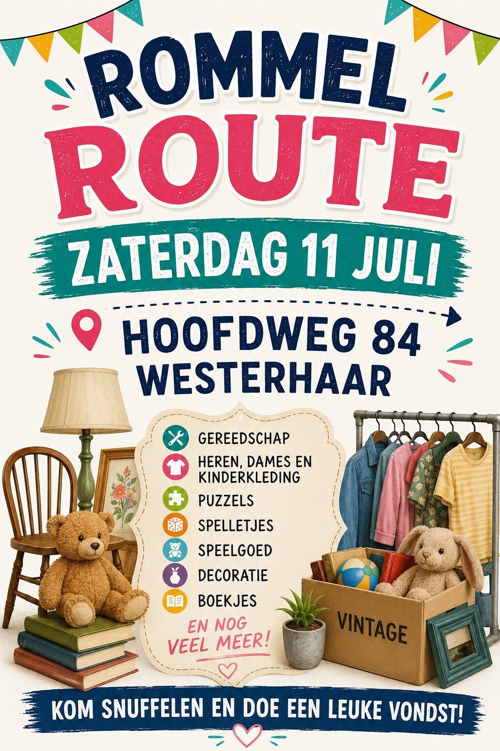 Zaterdag 11 juli rommelmarkt, Ophalen