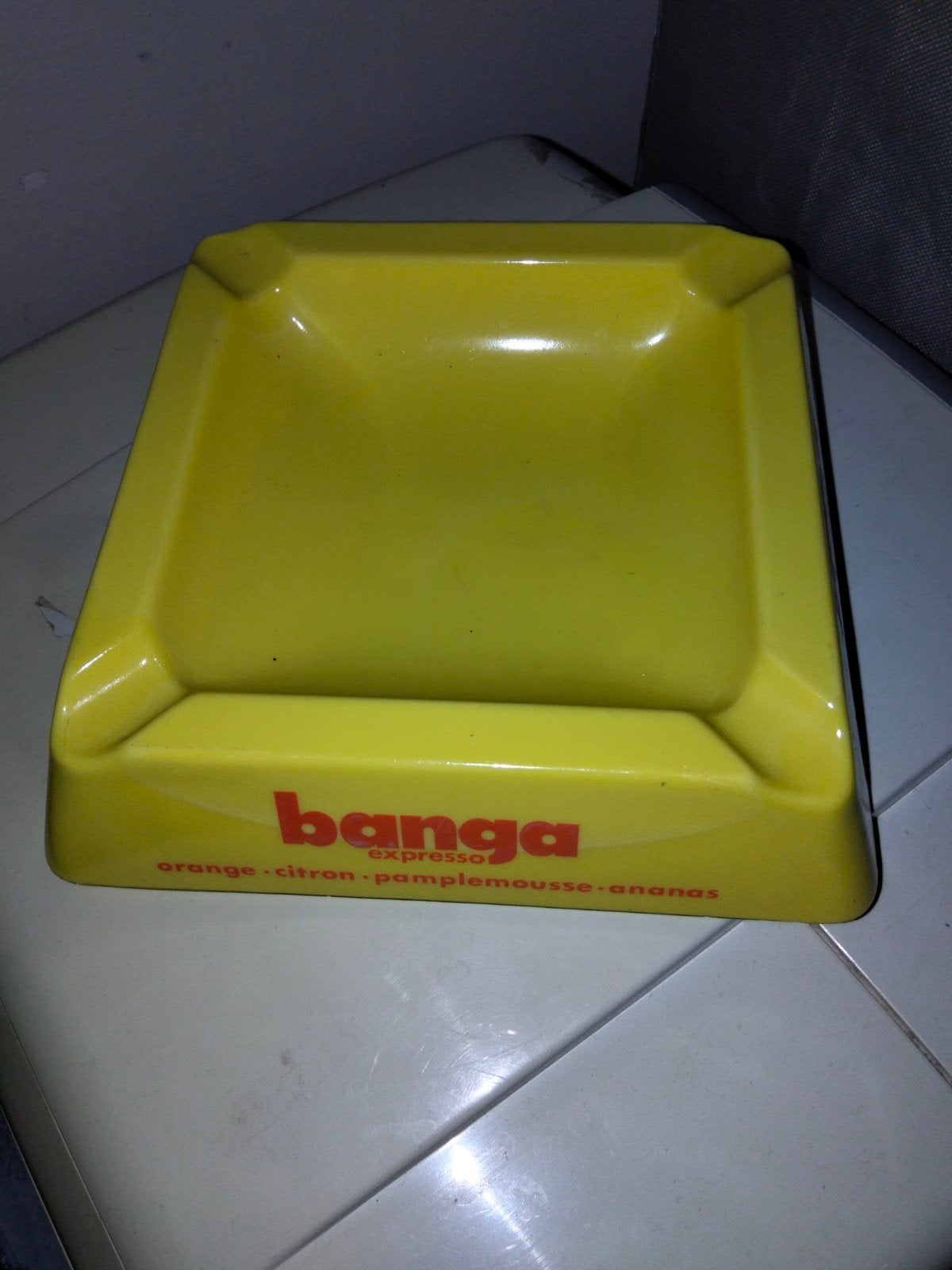 Vintage Bango Expresso Asbak - Geel, Ophalen of Verzenden, Zo goed als nieuw, Asbak