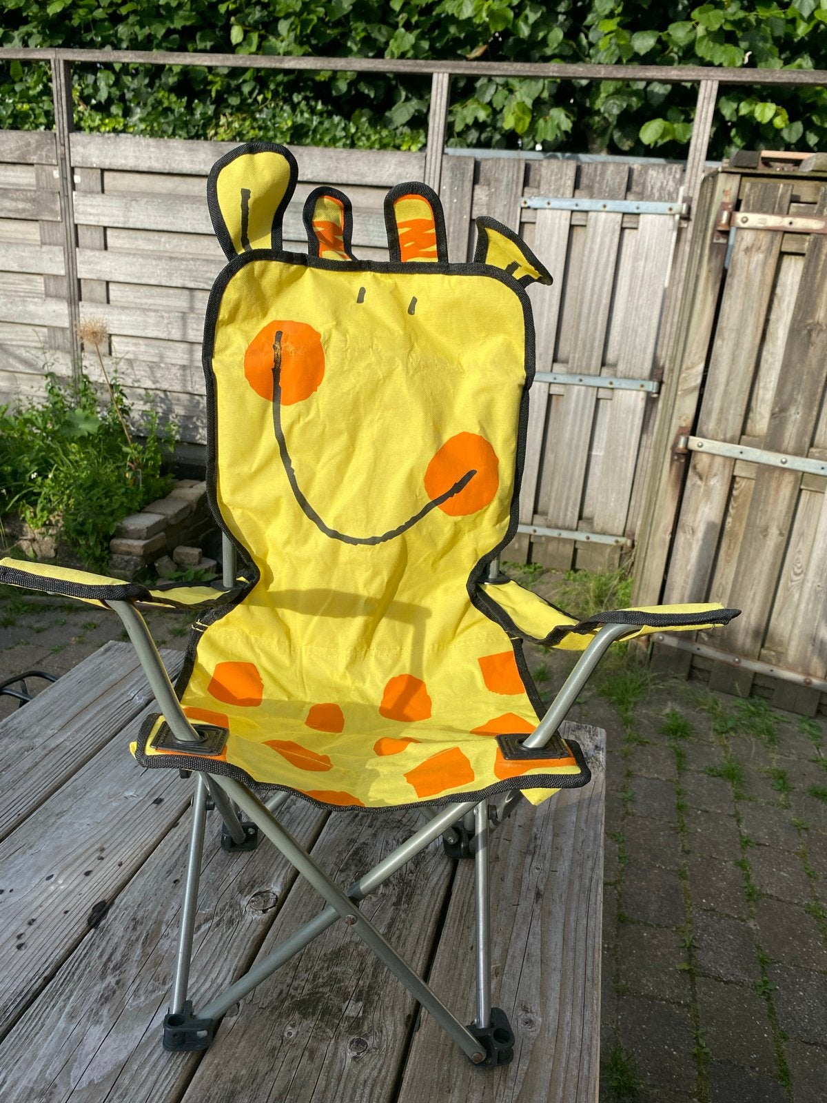 Geleert Kinder Campingstoel - Gele Giraffe Design, Ophalen of Verzenden, Gebruikt