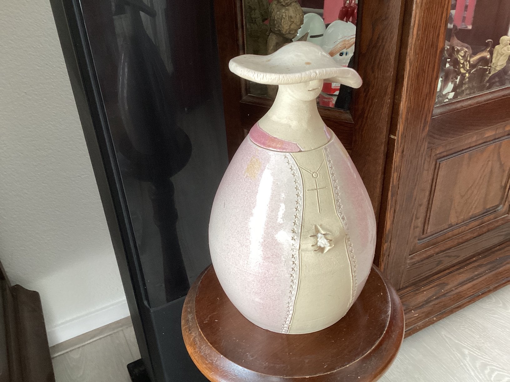 Vrouw olielamp keramiek hoog 19 cm, Ophalen of Verzenden