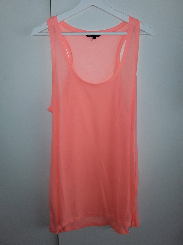 H&M Basic Lang Oranje Racerback Top Maat L, Maat 38/40 (M), H&M Divided, Oranje, Ophalen of Verzenden