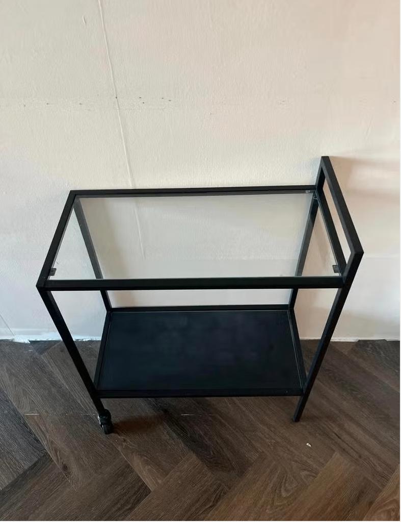 Dover Bar Trolley Glas & Zwart - Industrieel Design, Ophalen, Gebruikt