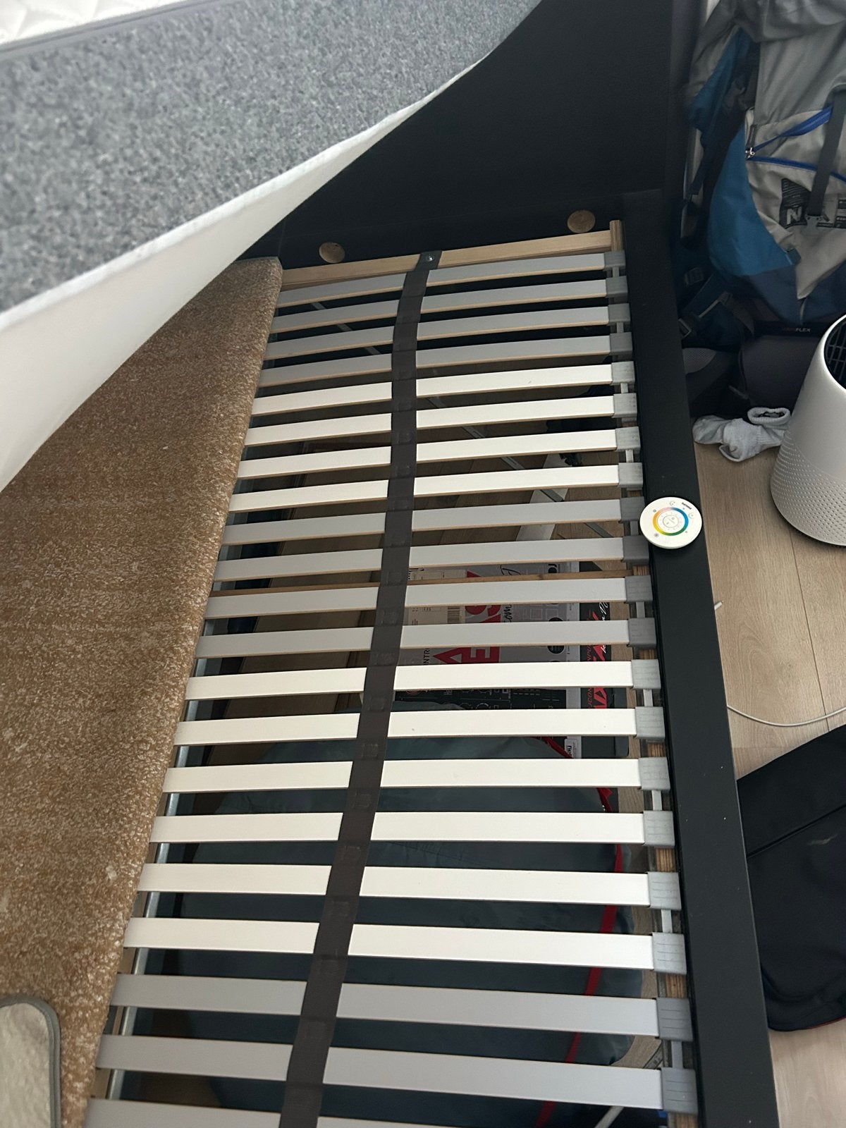 Tweepersoonsbed met lattenbodem, Huis en Inrichting, Ophalen, Gebruikt, Zwart, Tweepersoons