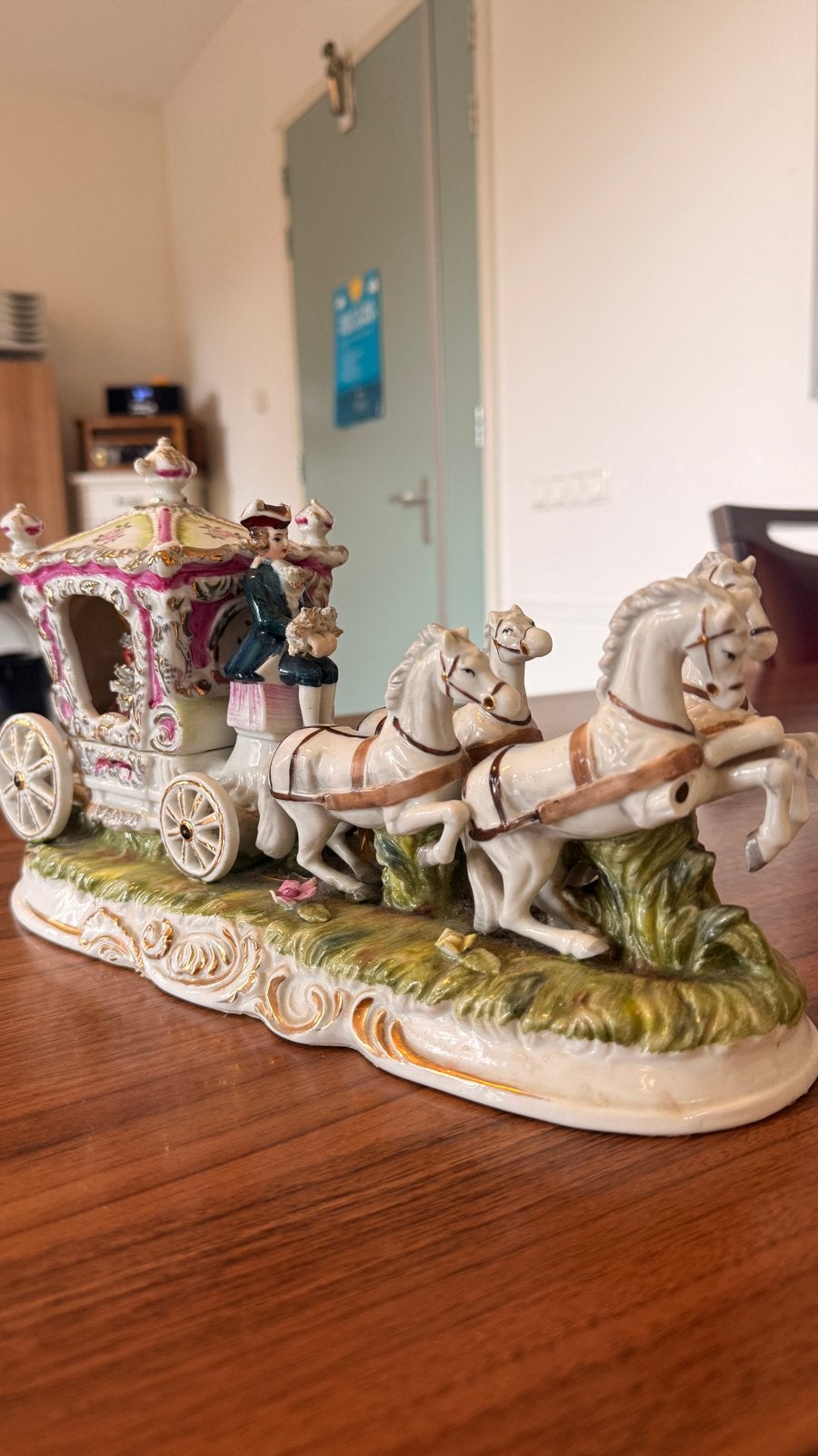 Vintage porseleinen koets met paarden - Van Pacelli, Antiek en Kunst, Ophalen