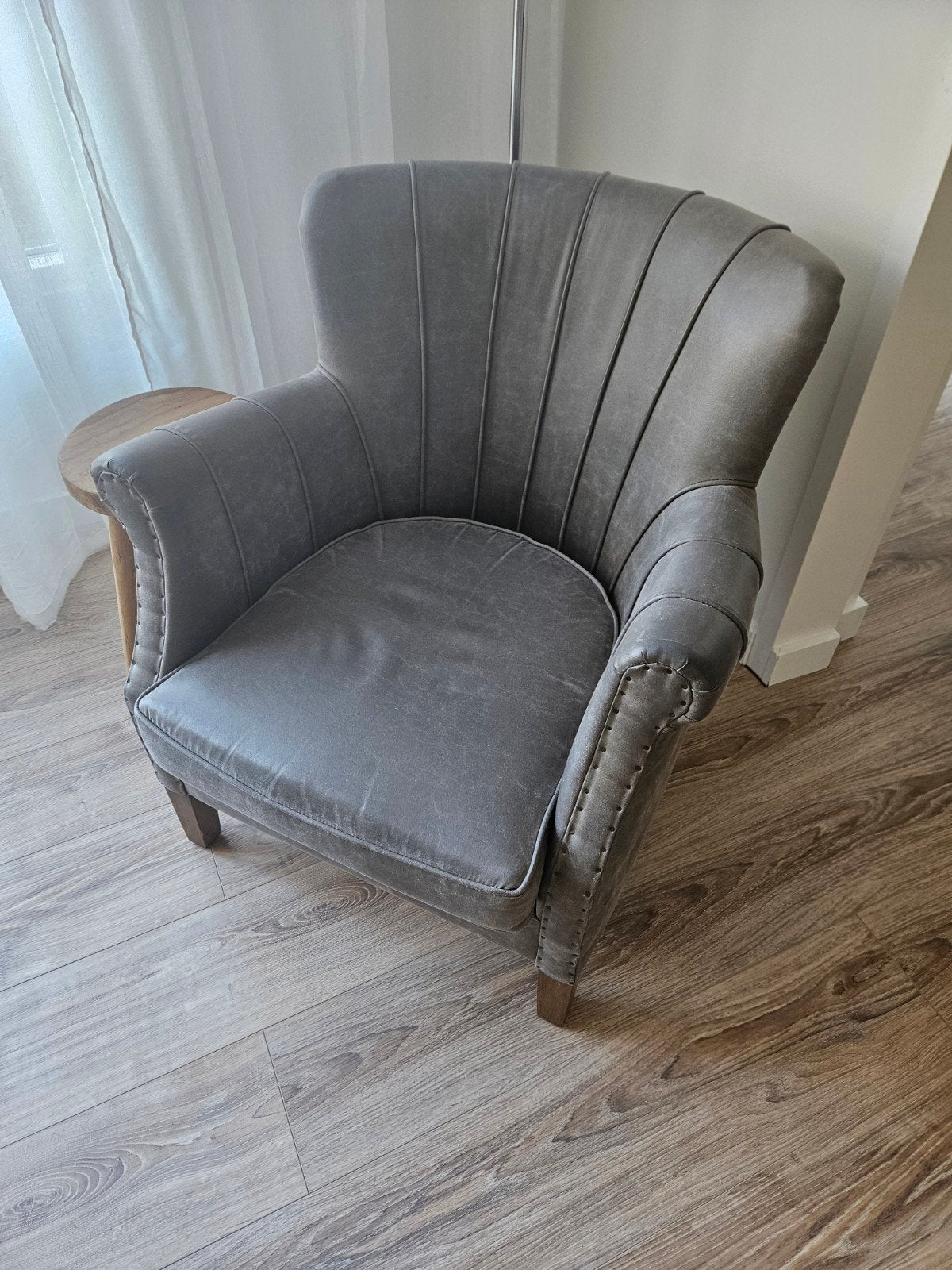 Stijlvolle grijze Riviera Maison fauteuil - Zo goed als nieu, Ophalen, Zo goed als nieuw, Klassiek, Modern, Comfortabel, Eén