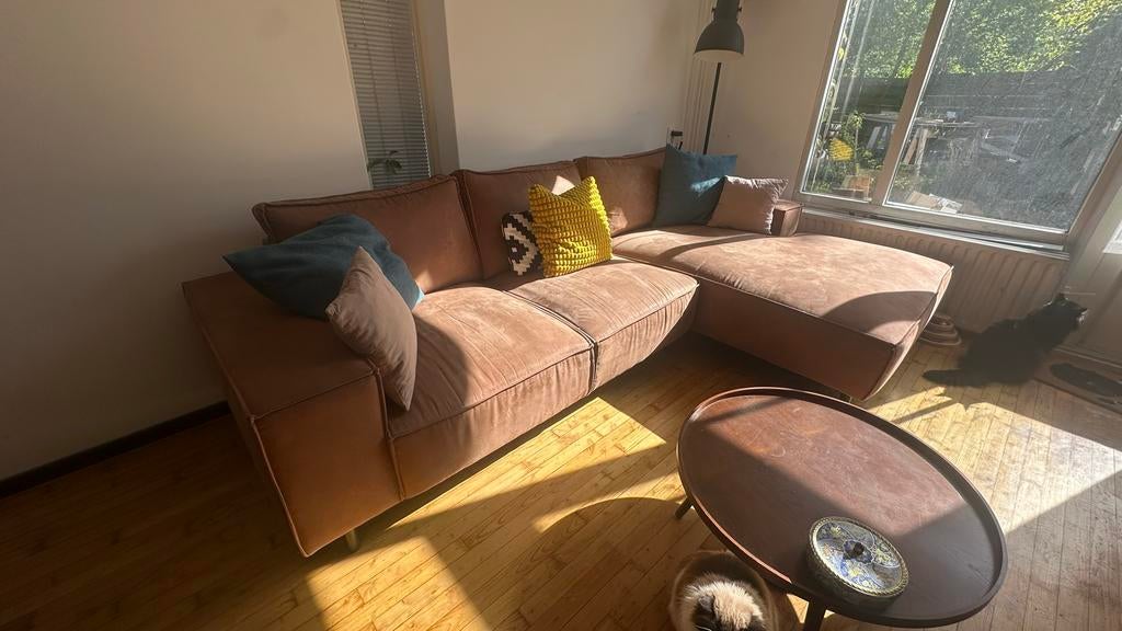 Manilla bank met 2-persoons lounge gedeelte, Huis en Inrichting, Ophalen, 100 tot 125 cm, Hoekbank, 300 cm of meer