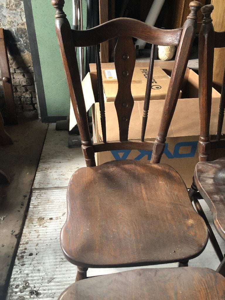 Eiken stoelen, Huis en Inrichting, Stoelen, Ophalen, Gebruikt, Bruin, Vijf, Zes of meer stoelen