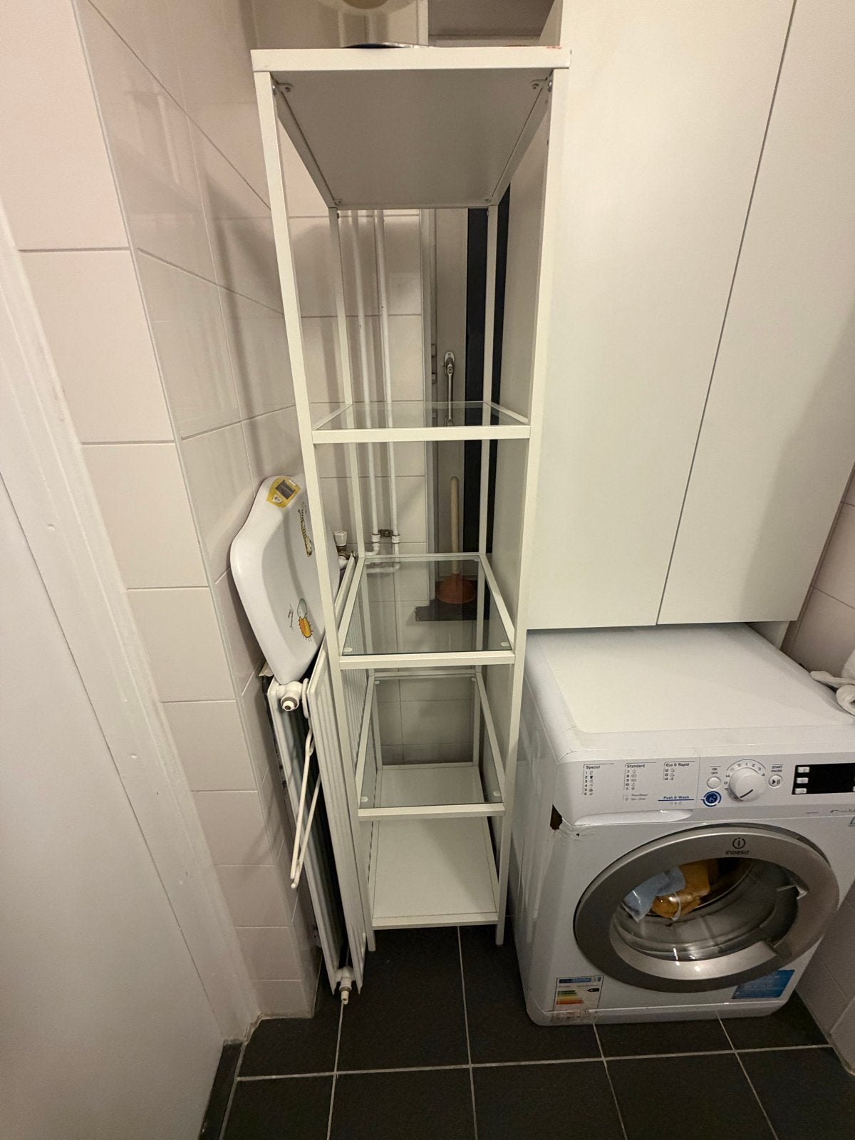 IKEA VITTSJÖ Stellingkast, wit/glas, 51x175 cm, Ophalen, Met plank(en), 50 tot 100 cm, Zo goed als nieuw