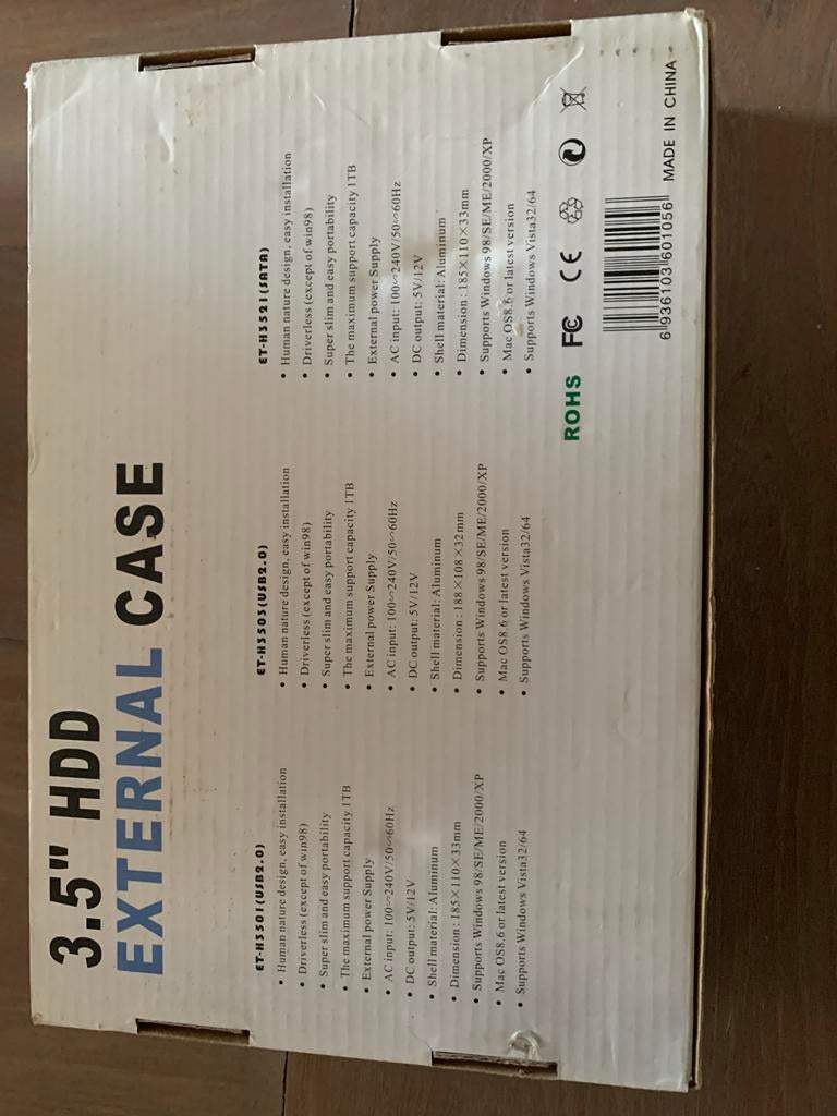 Nieuwe Externe 3.5 inch HDD Behuizing USB 2.0, Computers en Software, Harde schijven, Nieuw, Desktop, Extern, HDD, USB, Ophalen of Verzenden