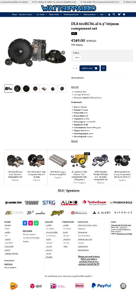 DLS 610RCS6.2I 6.5"/165mm composet / Speakers HQ, Auto diversen, Info@optimount.nl, Nieuw, Ophalen of Verzenden, Anholtseweg 48A 7091 HB DINXPERLO