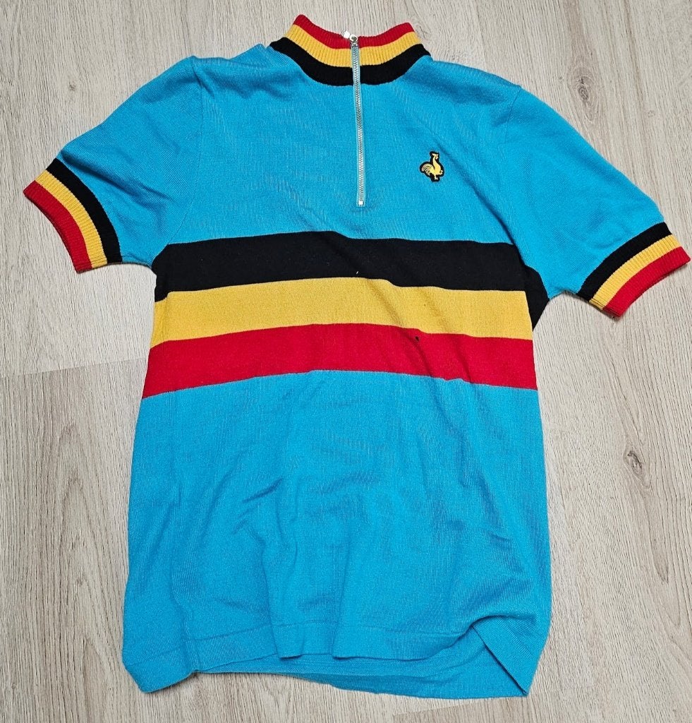 De Marchi retro style 1974 Belgie wielershirt wol/acryl M, Sport en Fitness, Wielrennen, Ophalen of Verzenden, Gebruikt, Overige typen