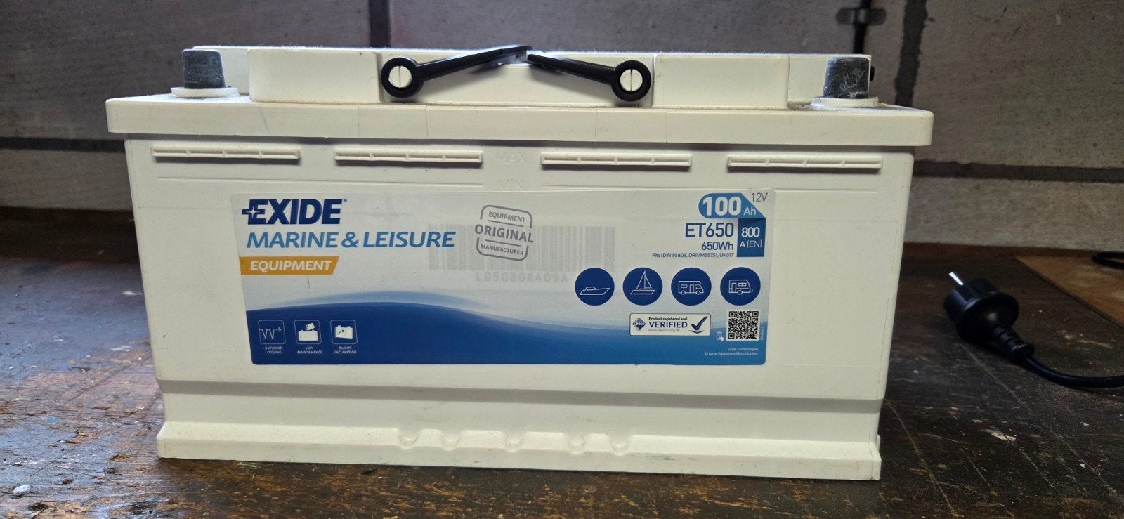 Exide Marine & Leisure Accu 100Ah 12V ET650, Watersport en Boten, Gebruikt