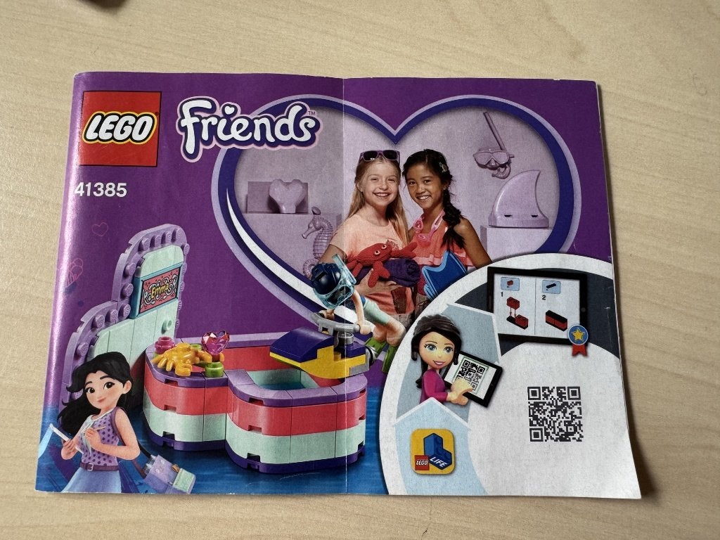 Lego Friends 41385 Emma's hartvormige zomerdoos - Compleet, Gebruikt, Lego, Friends, Ophalen of Verzenden