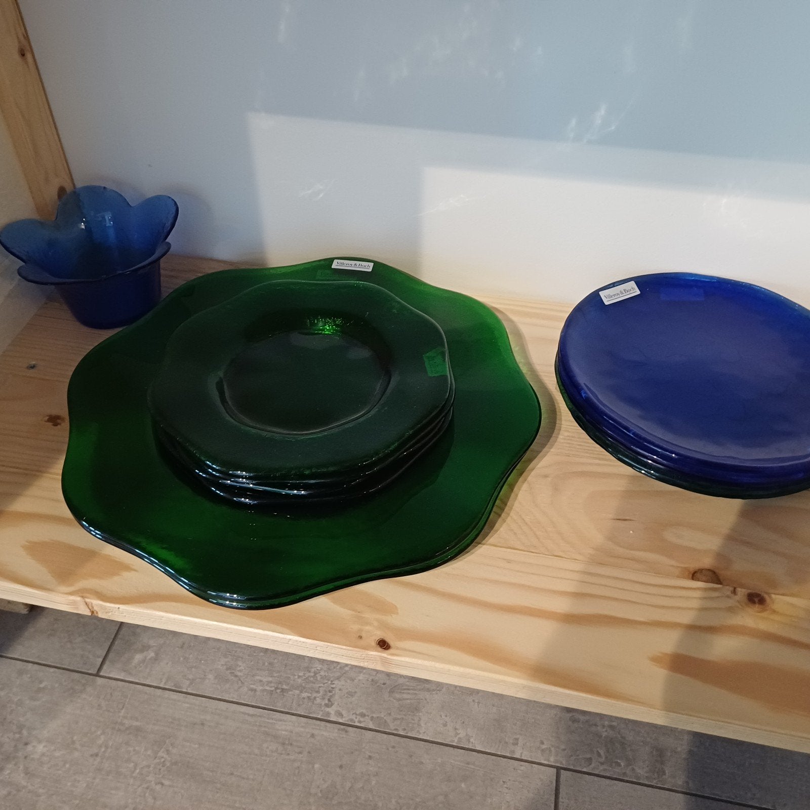 prachtig groen en blauw Villeroy en Boch glasservies, Ophalen of Verzenden