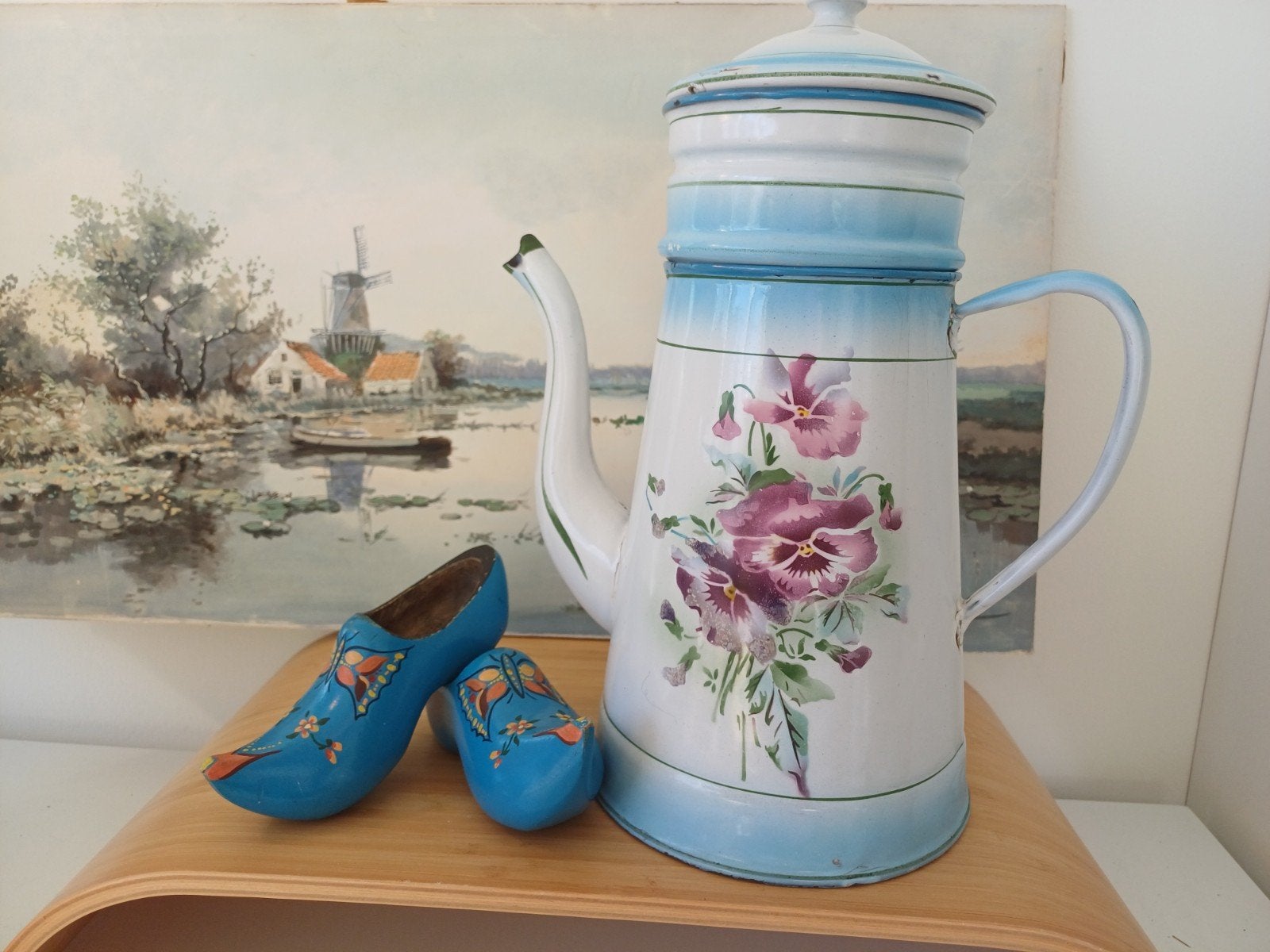 japy koffiepot met frans vioolmotief, Antiek en Kunst, Antiek | Emaille, Ophalen of Verzenden