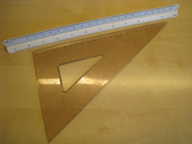 Meetlat wit 30cm, 6 verschillende schalen + driehoe 25x15cm, Diversen, Schoolbenodigdheden, Ophalen of Verzenden, Nieuw