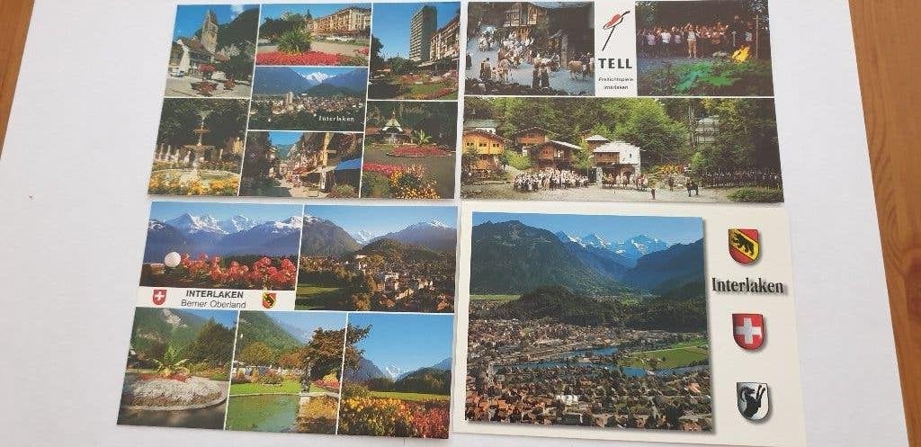 5190 zwitserland interlaken berner oberland 4 kaarten, Verzenden, 1980 tot heden, Overig Europa