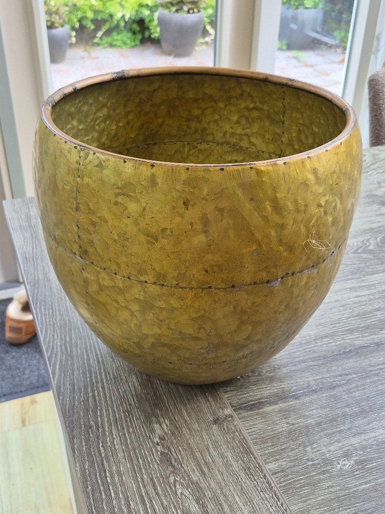 metalen bloempot, Tuin en Terras, Bloempotten, Rond, Binnen, Zo goed als nieuw, Minder dan 40 cm