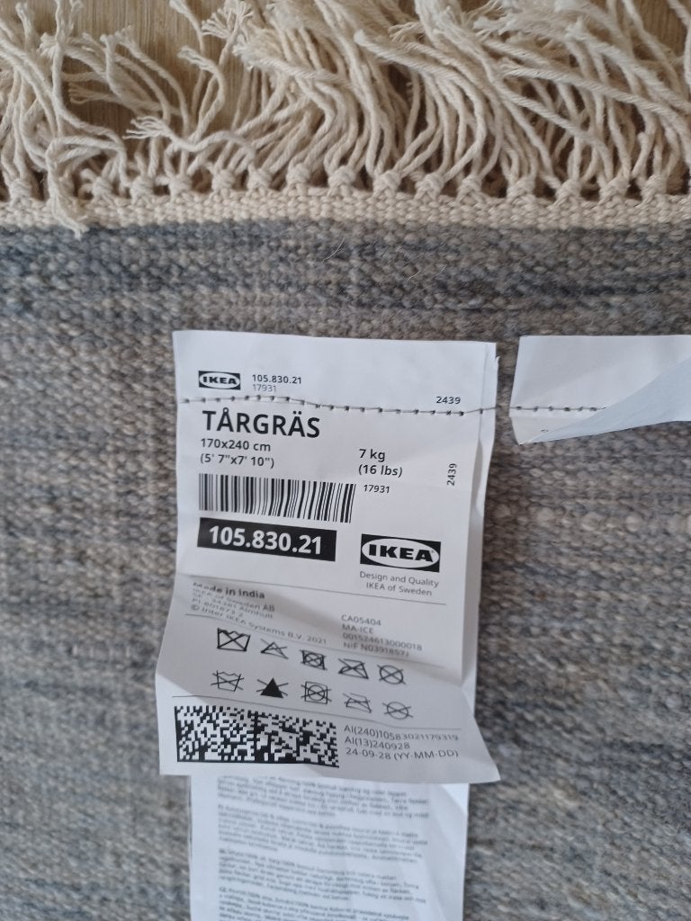 vloerkleed 240x170 Ikea TÅRGRÄS 105.830.21 NIEUW, Ophalen, 150 tot 200 cm, Rechthoekig, Nieuw