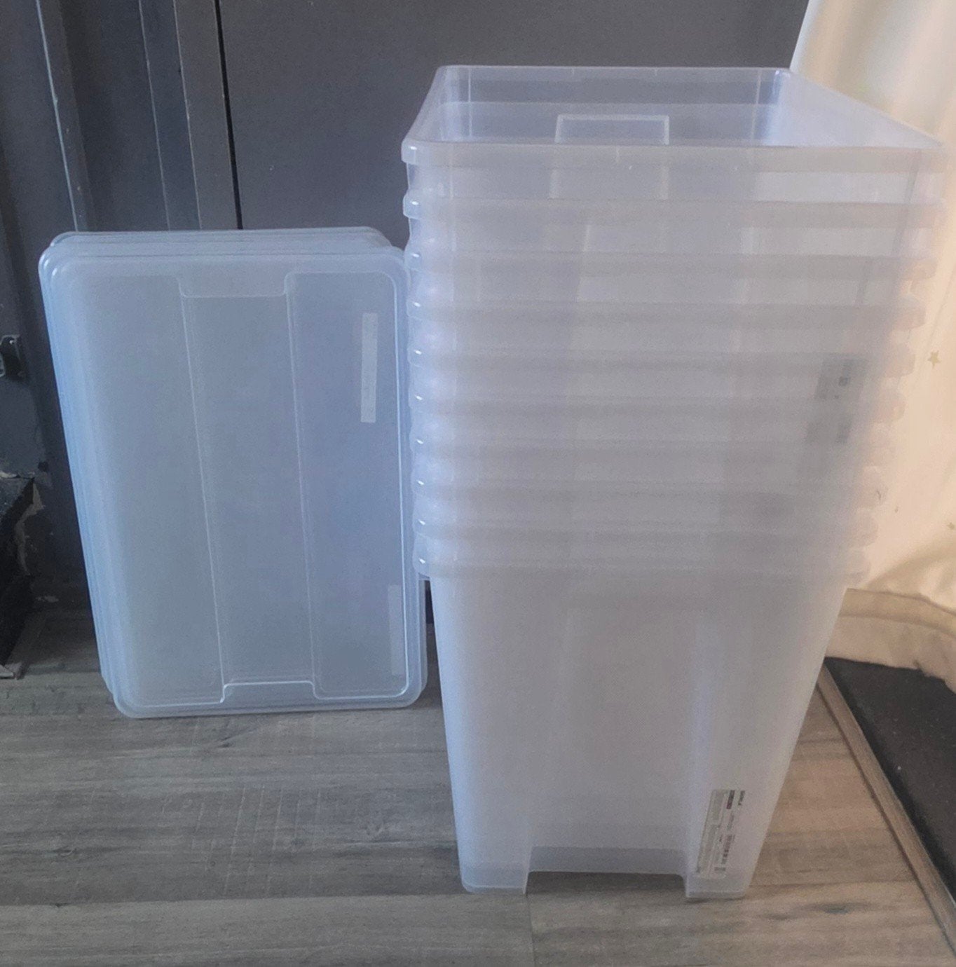 Set van 10x IKEA SAMLA opbergboxen 65L (met deksels), Ophalen