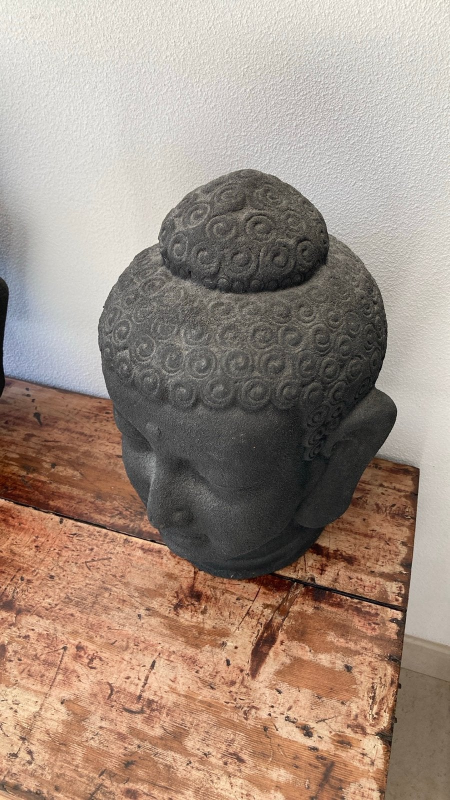 Boeddha Hoofd Beeld - Zwart Steenlook Decoratie, Ophalen of Verzenden, Zo goed als nieuw