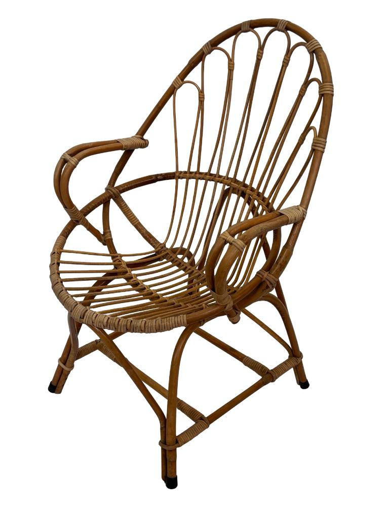 Vintage Rotan Stoel Dirk Van Sliedregt Rohe Noordwolde, Ophalen, Gebruikt, Bruin, Vintage