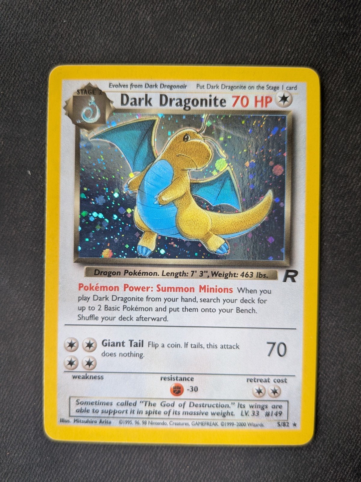 Dark Dragonite Holo 5/82 Team Rocket Pokemon Kaart, Ophalen of Verzenden, Gebruikt, Losse kaart, Foil