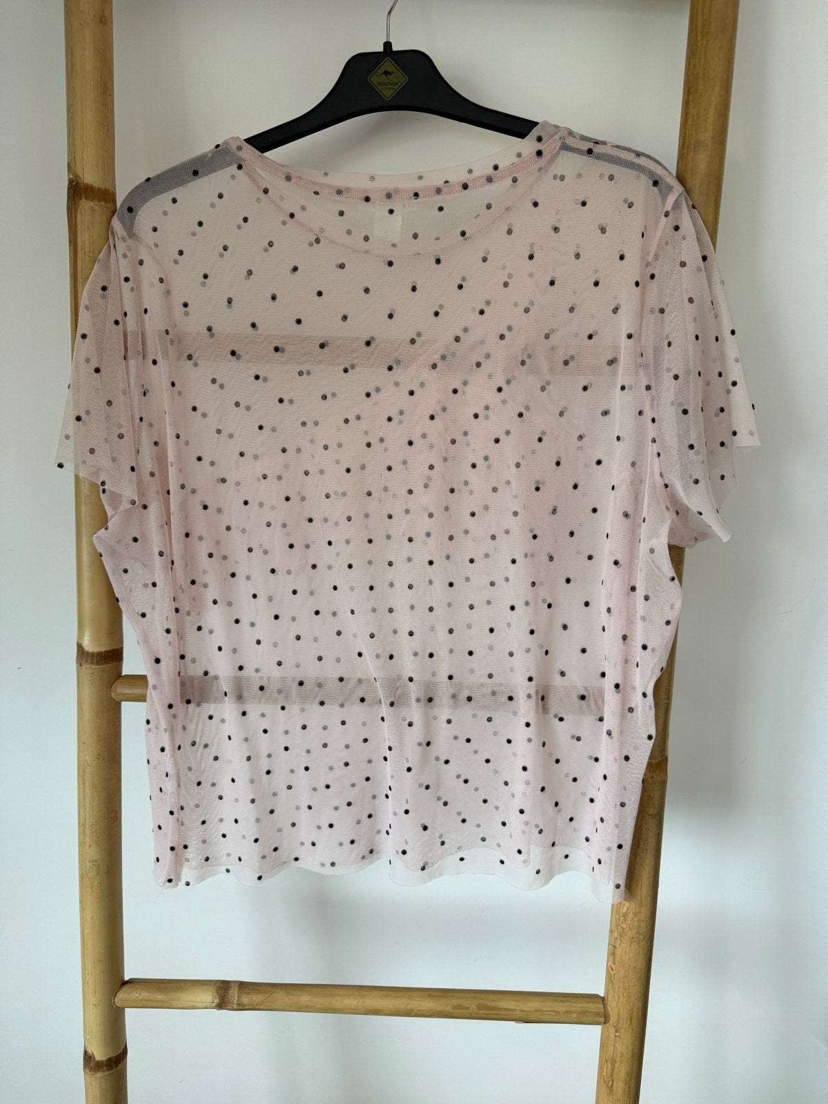 H&M Roze Transparant Topje met Stippen Maat XL, Kleding | Dames, Tops, Maat 46/48 (XL) of groter, Ophalen of Verzenden, Zo goed als nieuw
