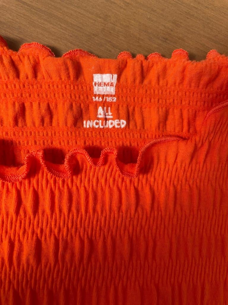 Nieuw oranje HEMA T-shirt, maat 146/152, Meisje, Nieuw, Ophalen of Verzenden, HEMA