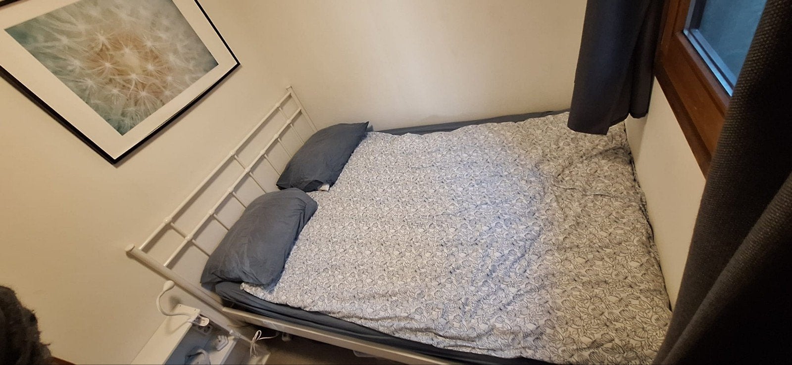 Wit metalen bedframe, 140x200 cm., Gebruikt, Wit, Tweepersoons, 200 cm