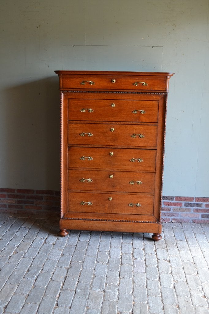 Prachtige antieke eiken chiffoniere ladekast met secretaire., Antiek en Kunst, Antiek | Meubels | Kasten, Verzenden