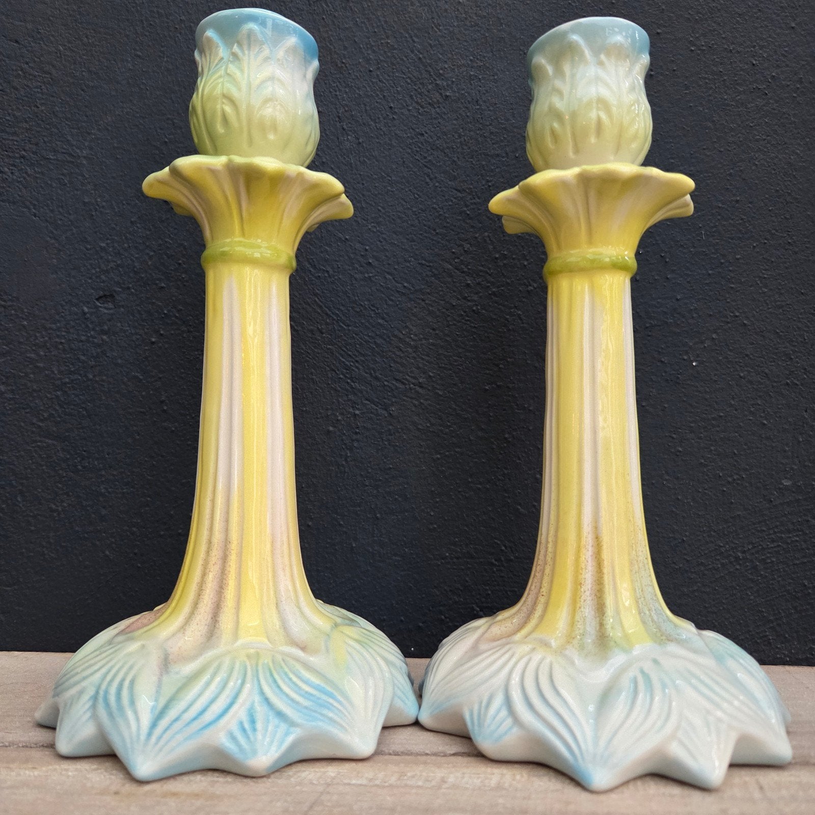 Paar Art Nouveau kandelaars van Bordallo Pinheiro, Ophalen of Verzenden