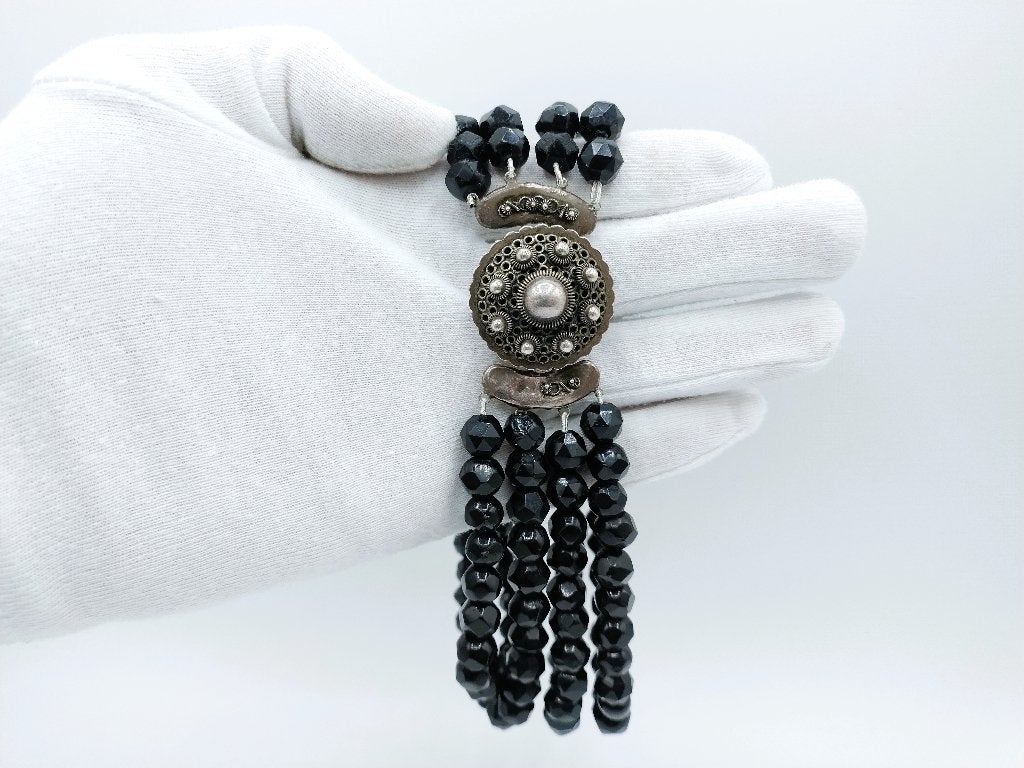 Gitten ketting met zilveren slot, ca. 1900, Gebruikt, Info@zilverwebsite.nl, Verzenden, Zilverwebsite.nl