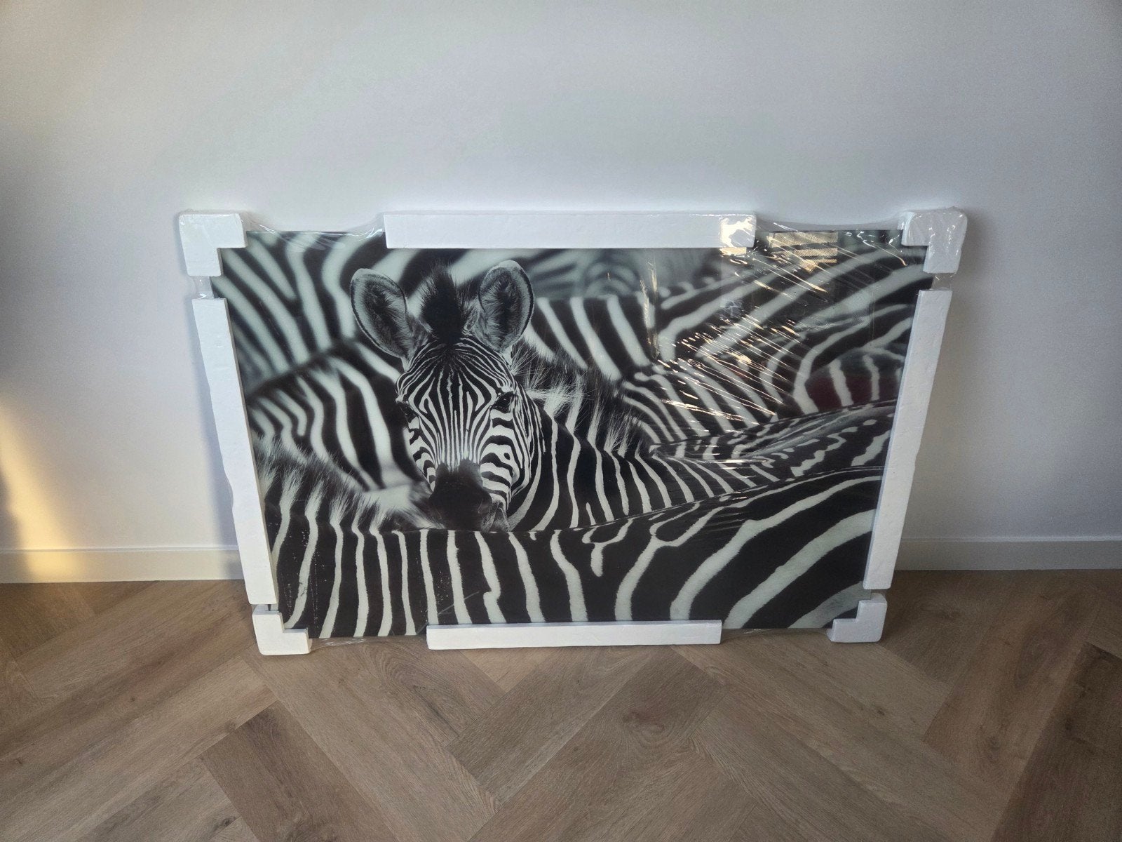Glas schilderij zebra 120x80 cm nieuw, Ophalen