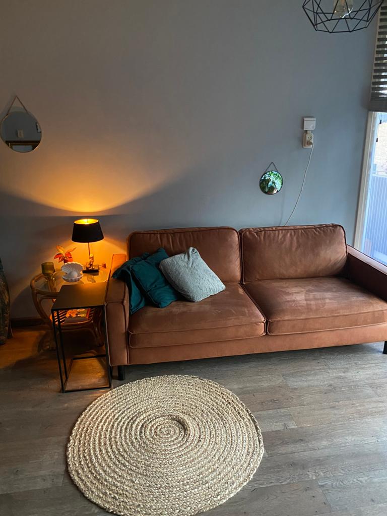 Comfortabele 3-zitsbank pinto in cognac kleur, Ophalen, Gebruikt