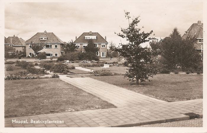 Oude ansicht - Meppel - Beatrixplantsoen - 1949 - Dr., Ophalen of Verzenden, 1940 tot 1960, Gelopen, Drenthe