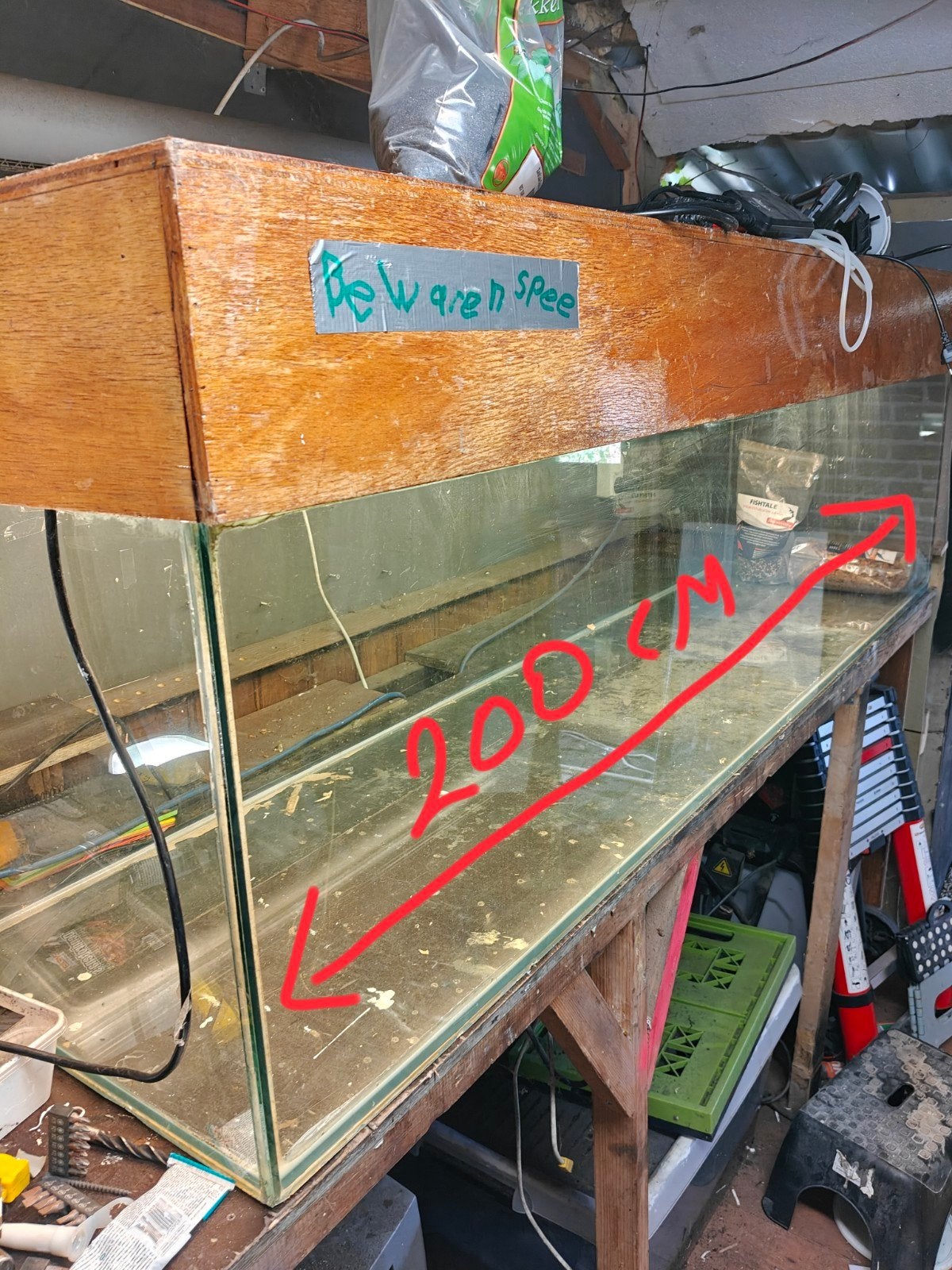 Groot aquarium met afdekking en verlichting, Dieren en Toebehoren, Ophalen, Leeg aquarium