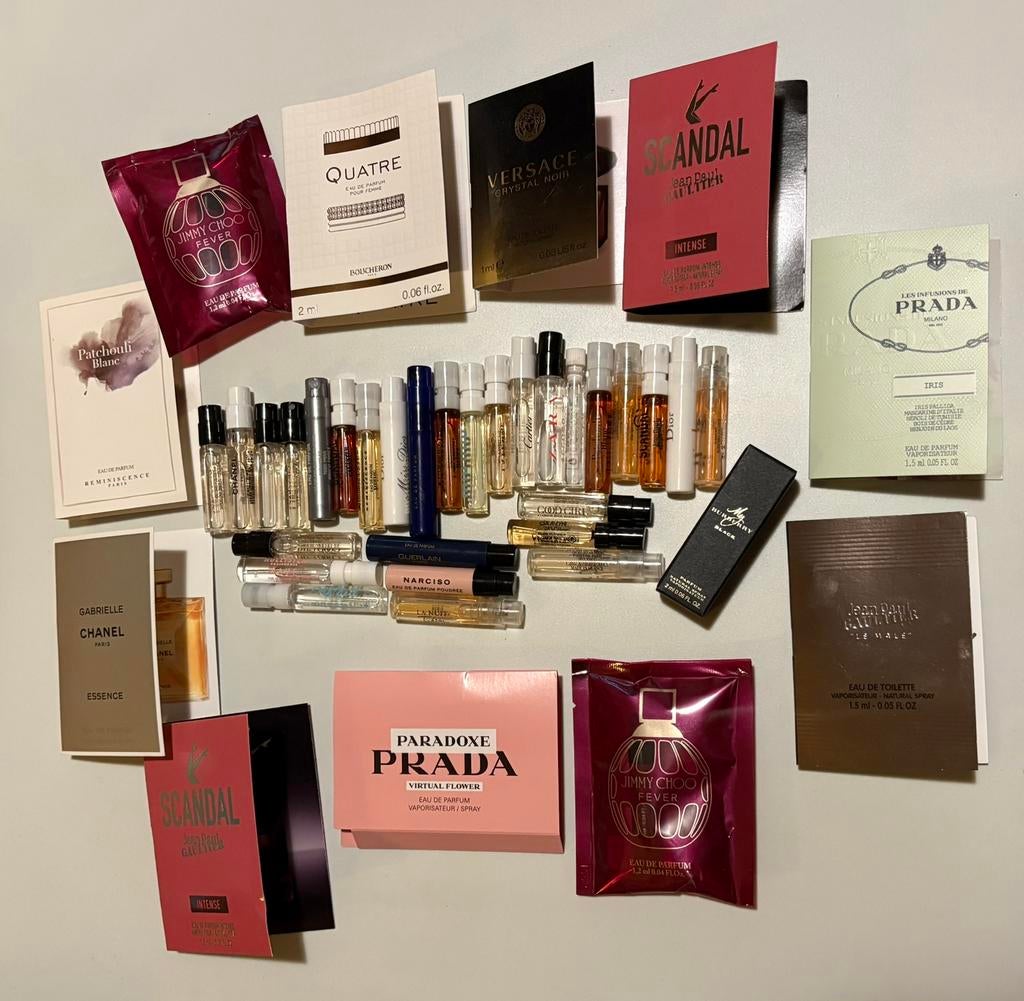 Parfum Sample Set #2 - Prada, Paco Rabanne, Jimmy Choo JPG, Verzenden, Zo goed als nieuw