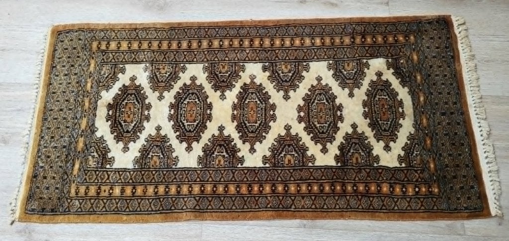 Vintage Perzische tapijt, handgeknoopt, Gebruikt, Bruin, 100 tot 150 cm, Klassiek Oosterse / Tribale