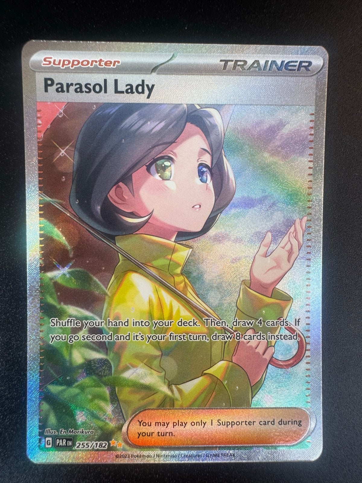 Pokémon TCG: Parasol Lady Full Art Trainer Kaart (255/182), Ophalen of Verzenden, Zo goed als nieuw, Losse kaart, Foil