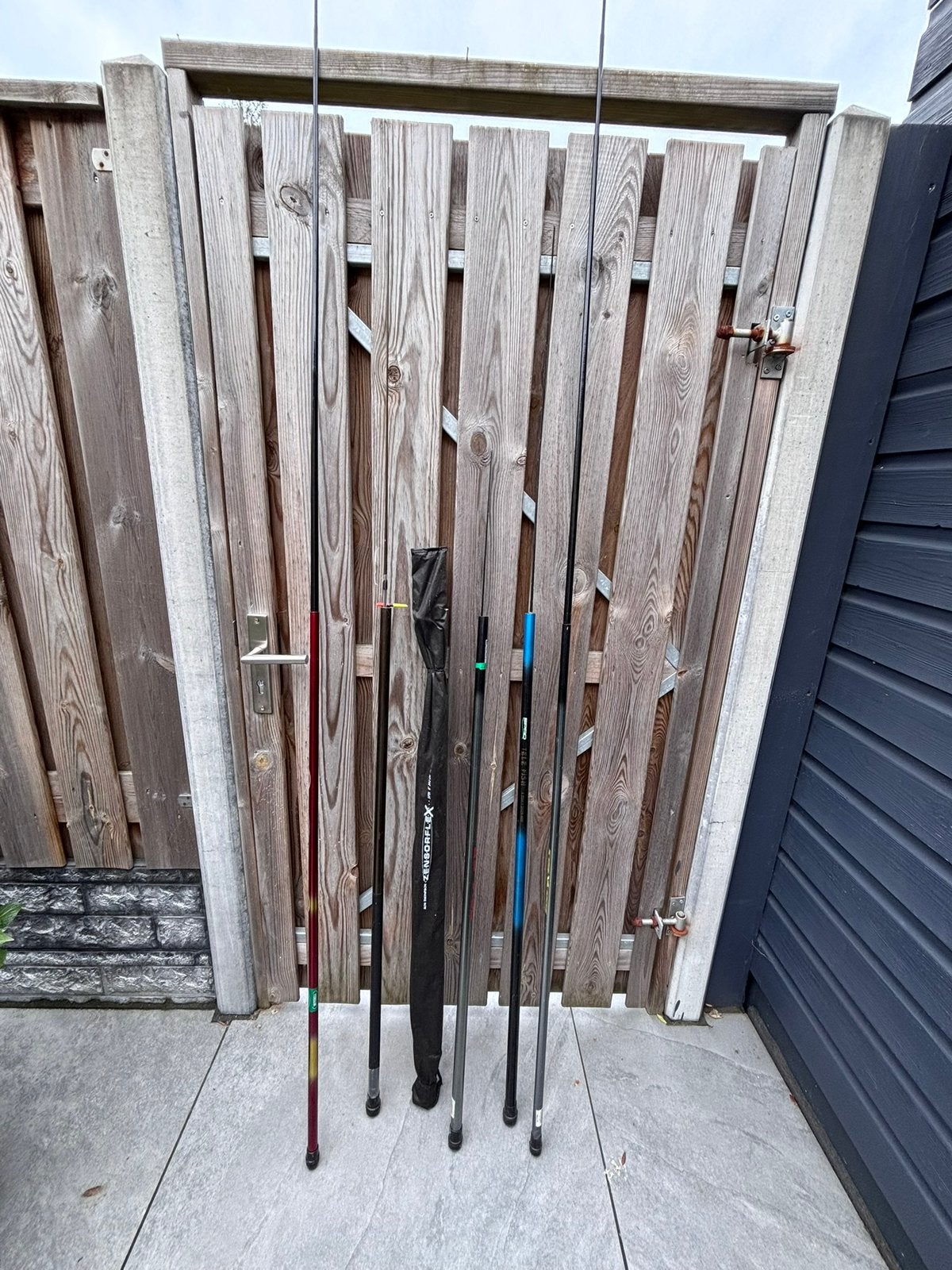 Set van 6 vishengels – diverse soorten en lengtes, Watersport en Boten, Ophalen, Gebruikt, Werphengel
