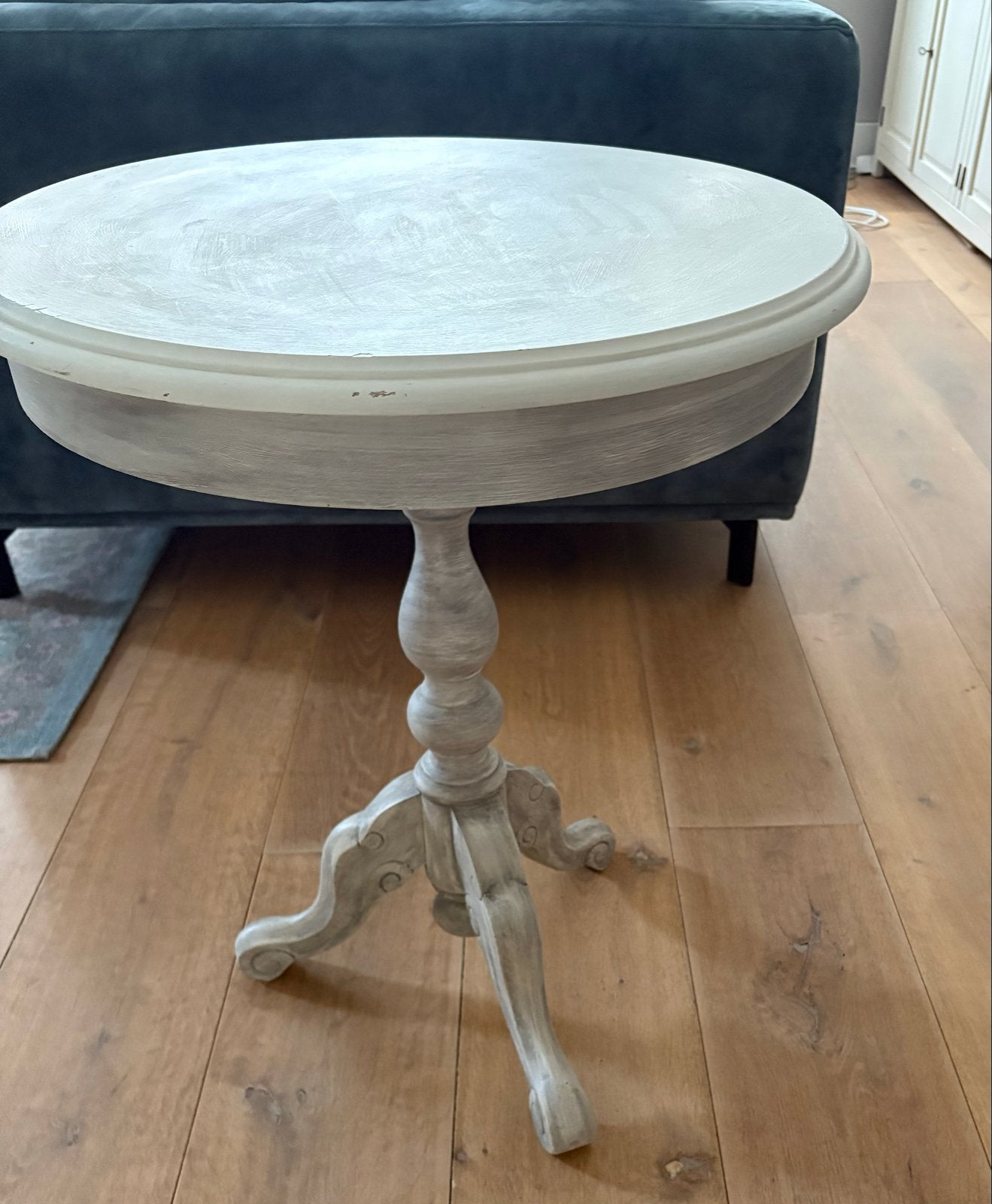 bijzettafel, rond, hout, landelijke stijl, Huis en Inrichting, Tafels | Bijzettafels, Ophalen, Minder dan 55 cm, Gebruikt, Rond