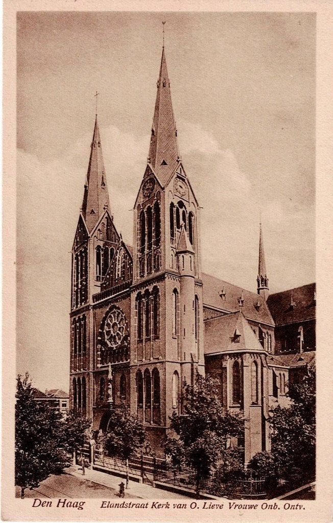 Den Haag – Elandstraat Kerk van O. Lieve Vrouwe Onb. Ontv., Verzamelen, Ophalen of Verzenden, 1920 tot 1940, Ongelopen, Zuid-Holland