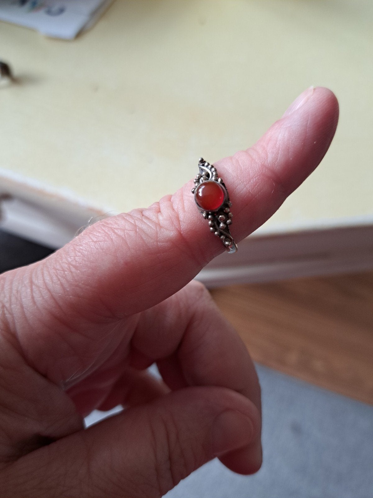 Ring echt zilver carneool maat 19, 19 tot 20, Ophalen of Verzenden, Zo goed als nieuw, Dame