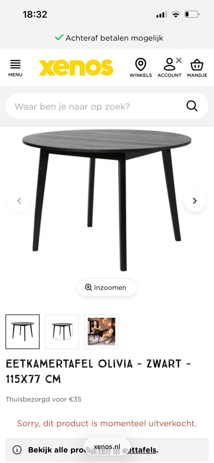 Zwarte tafel Xenos, Ophalen, Zo goed als nieuw, Rechthoekig, 75 cm of meer