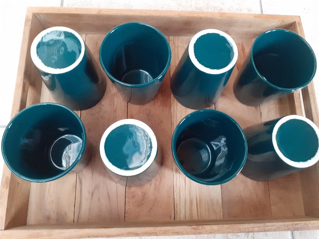8 Arabia bekers (groen), Arabia, Ophalen of Verzenden, Zo goed als nieuw, Modern