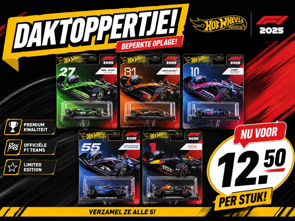 Hot Wheels Premium F1 2025 Collectie - Beperkte Oplage!, Verzamelen, Speelgoed, Nieuw, Ophalen of Verzenden