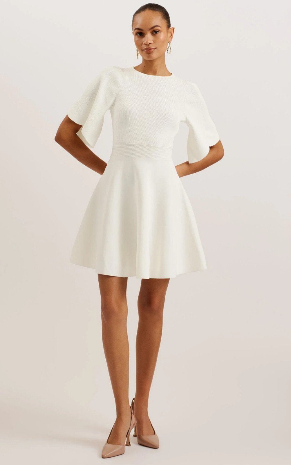 Ted Baker wit jurk met klokmouwen, Wit, Ophalen of Verzenden, Zo goed als nieuw, Maat 36 (S)